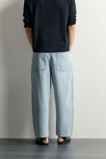 ДЖИНСЫ TAPERED WIDE FIT В ПОЛОСКУ — ZARA