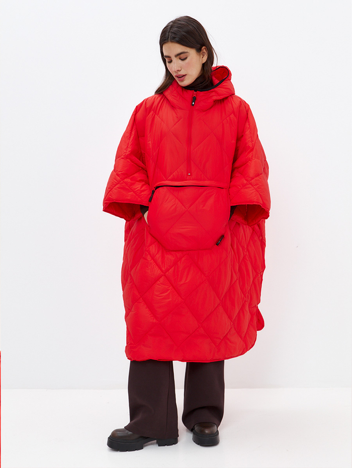 Утеплённое пончо 3 в 1 Shikotan red unisex