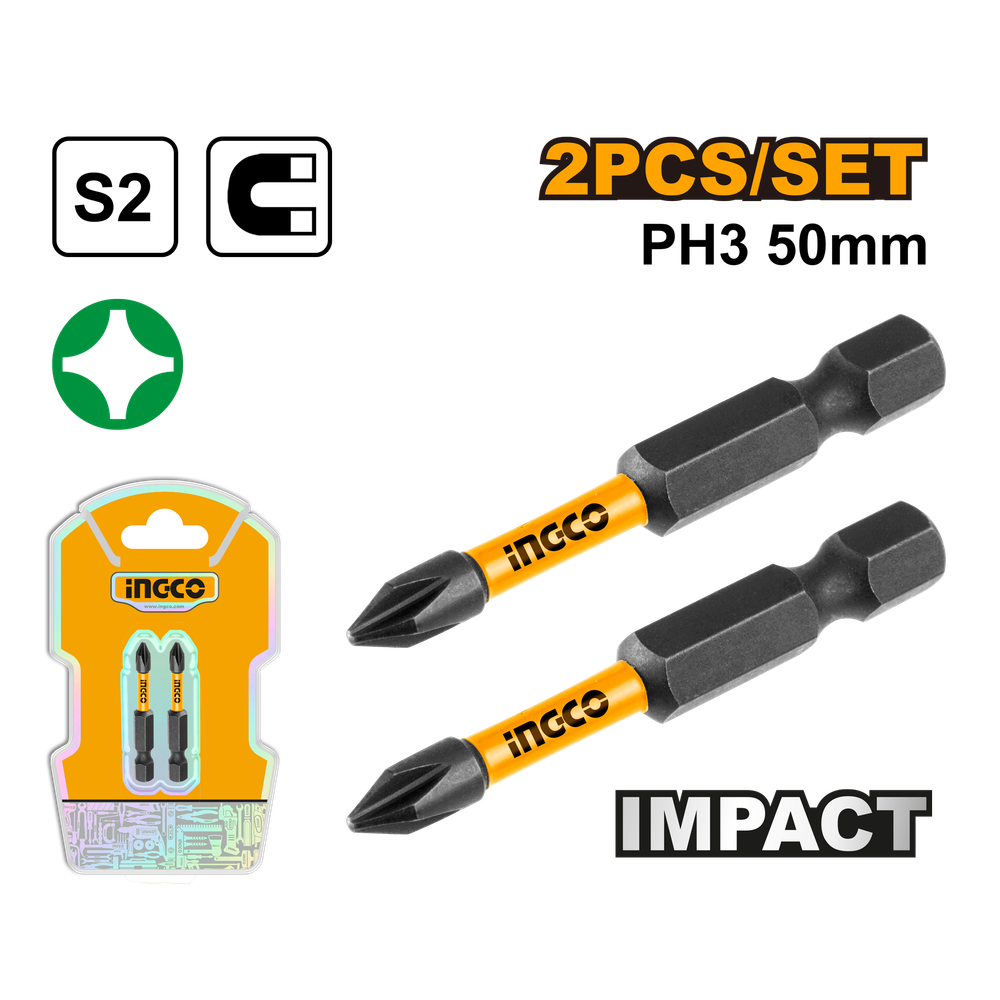 Набор ударных бит IMPACT INGCO SDBIM71PH350 INDUSTRIAL РН3х50 мм 2 шт. Набор ударных бит IMPACT INGCO SDBIM71PH350 INDUSTRIAL РН3х50 мм 2 шт.