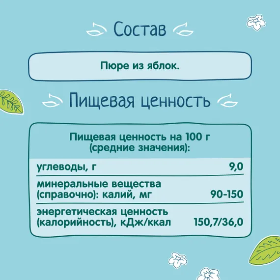Пюре ФрутоНяня Яблоко с 4 мес 100 г