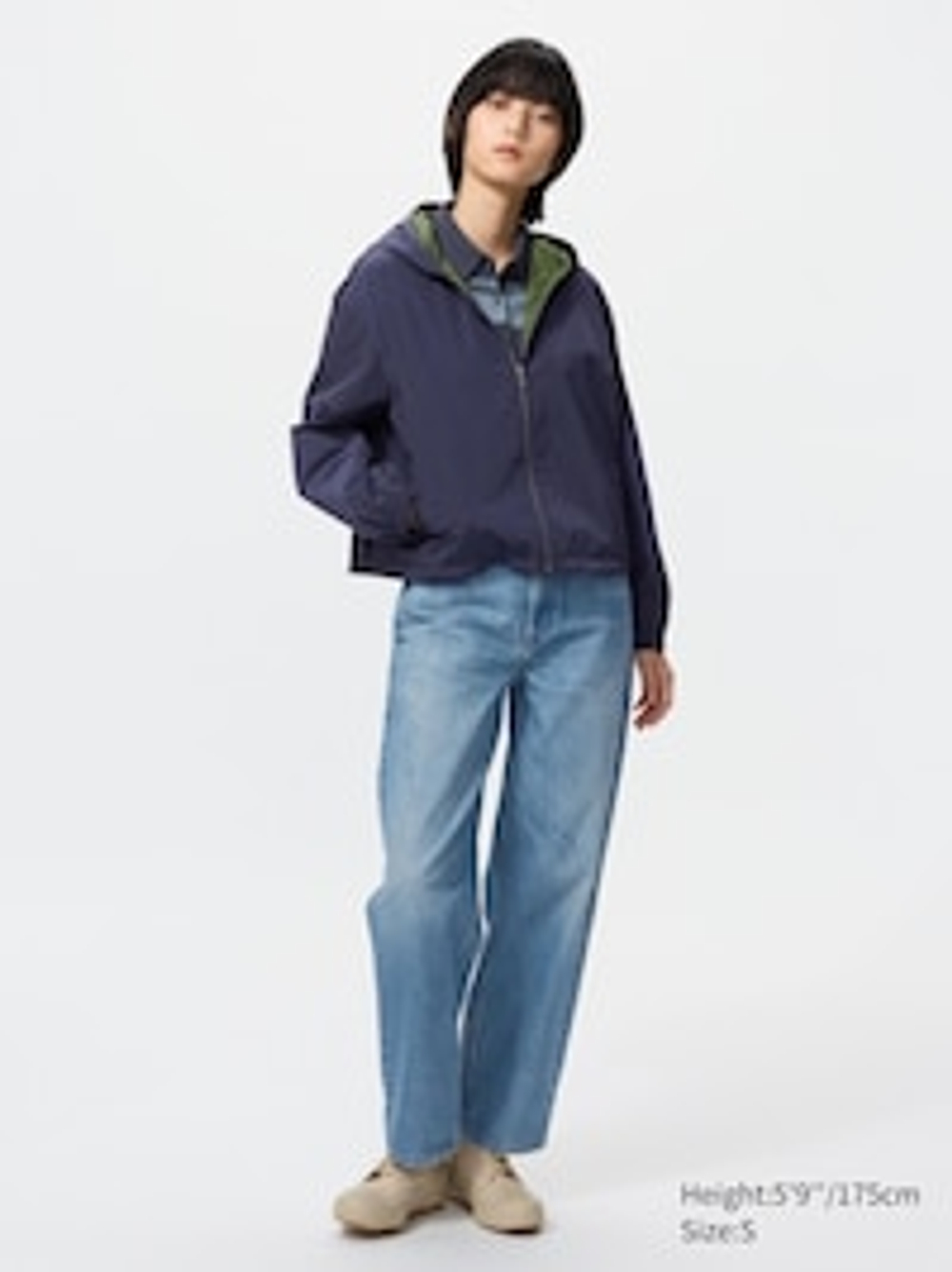 UNIQLO Короткая ветровка-парка, синий