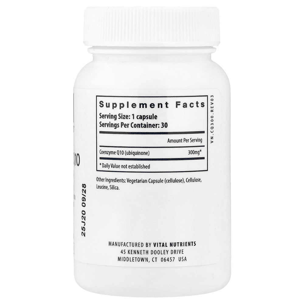 Vital Nutrients, Коэнзим Q10, 300 мг, 30 веганских капсул