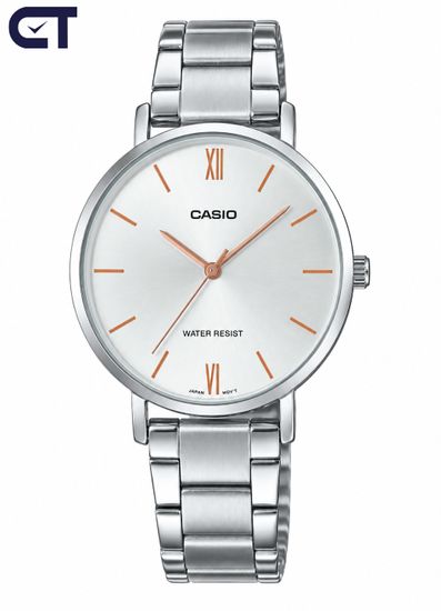 CASIO LTP-VT01D-7B CASIO Collection женские наручные часы — серый циферблат, тонкий корпус и элегантный стальной браслет