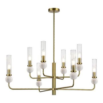 Люстра на штанге 8*Е14 SL1244.303.08 латунь/прозрачный Medea ST-Luce