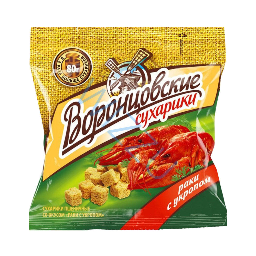 Сухарики снеки хрустящие пшеничные со вкусом "Краба" 1 22 50 гр