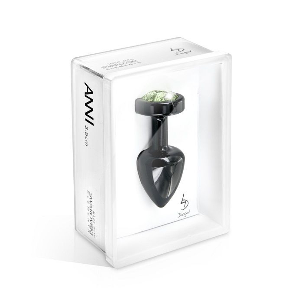Анальный плаг ANNI R Clover Black Green T1 с кристаллом в виде цветка - 6 см. (Цвет: черный)