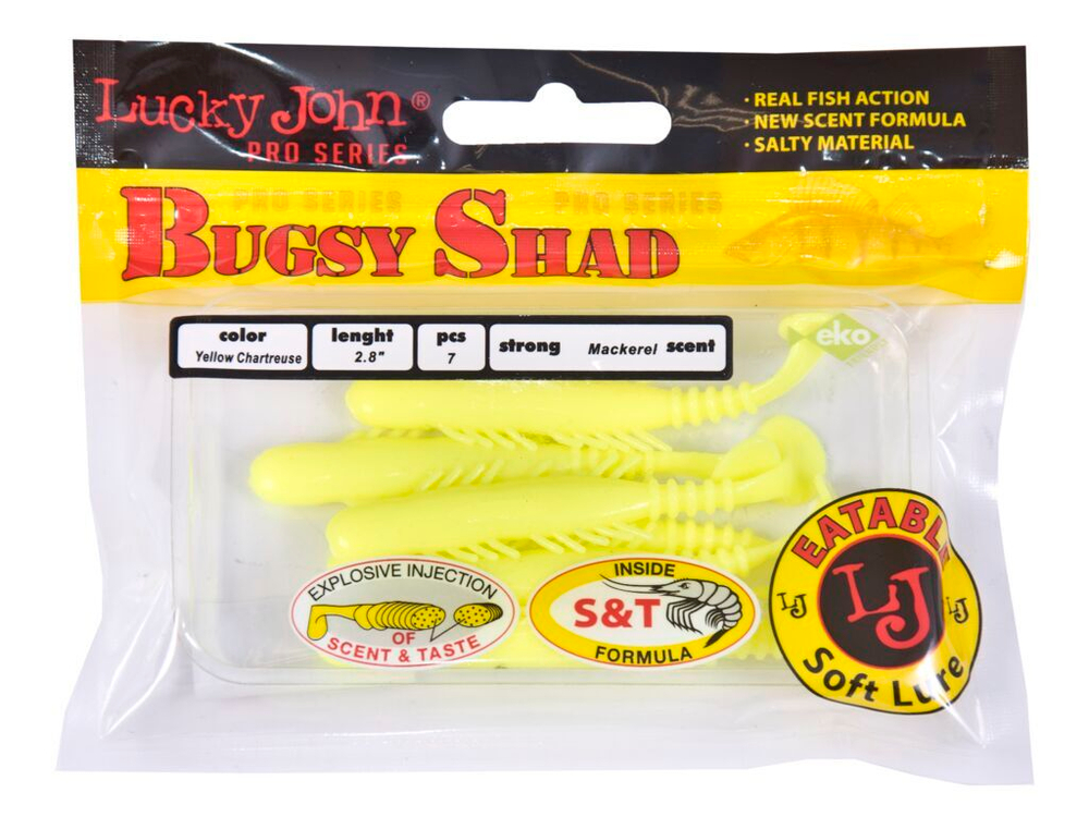 Виброхвосты съедобные LJ Pro Series BUGSY SHAD 2.8in(7,2 см), цв. S88, 7 шт.