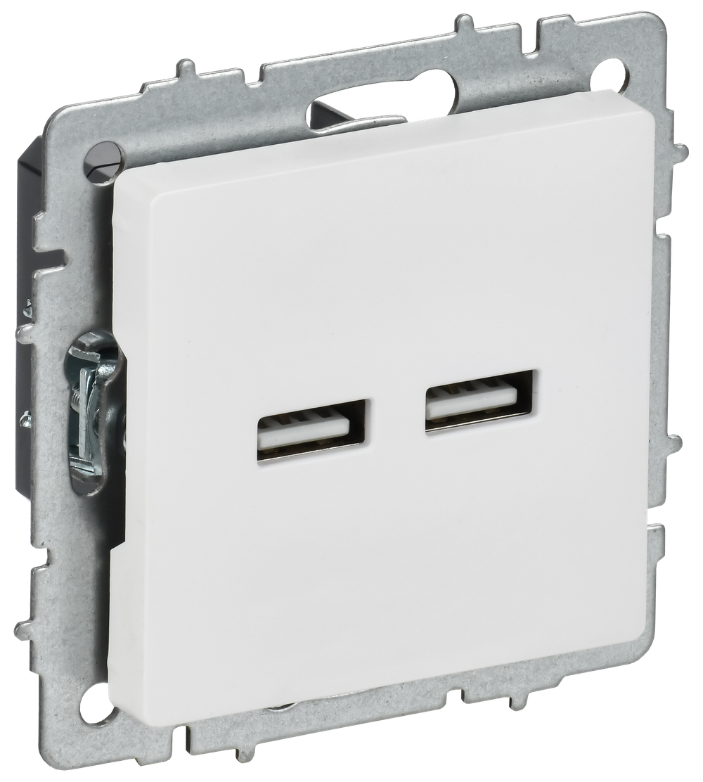 BRITE Розетка USB A+A 5В 3,1А РЮ10-1-БрАБ арктический белый IEK