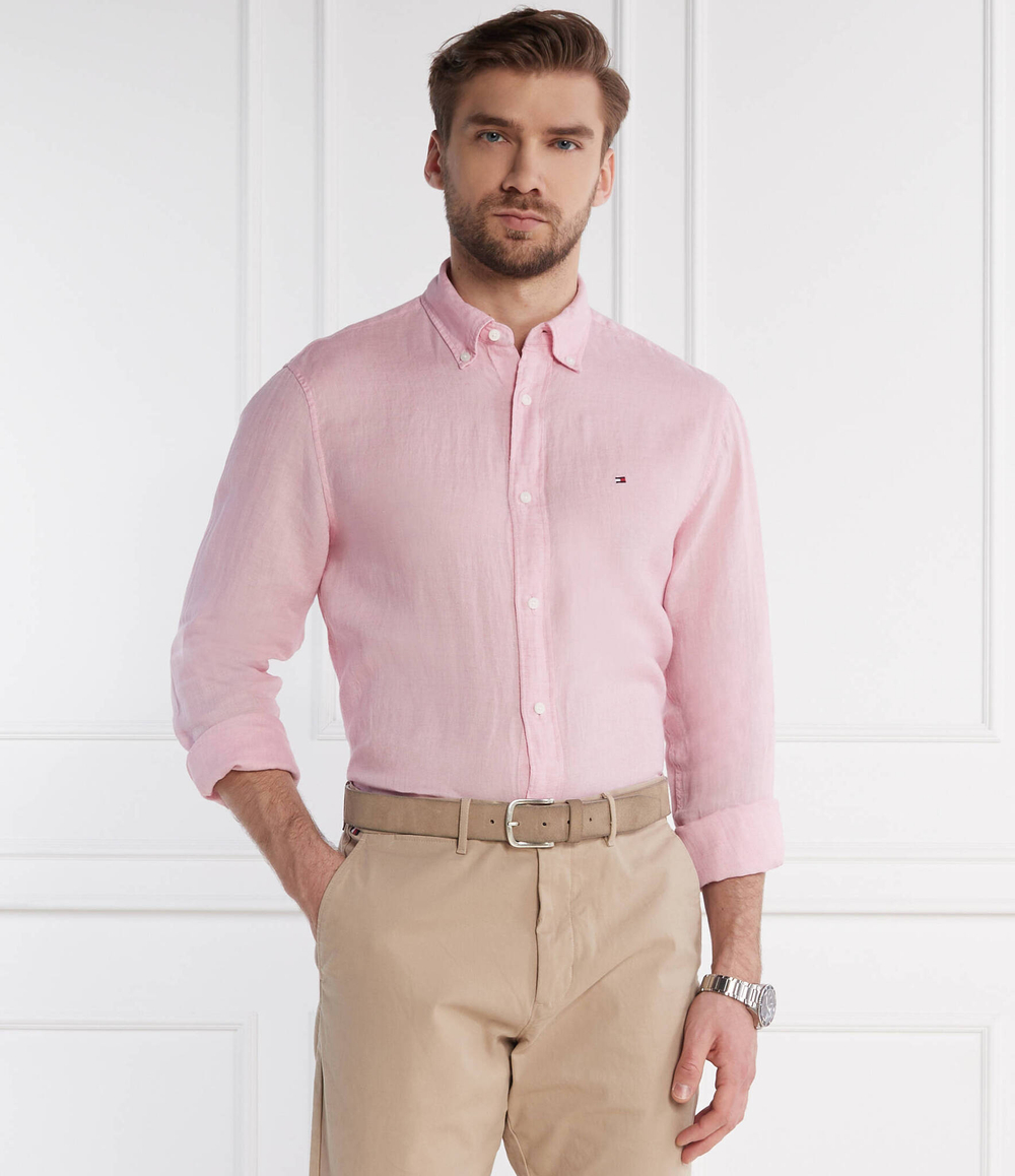 Льняная рубашка PIGMENT DYED Tommy Hilfiger - розовый(MW0MW34602)
