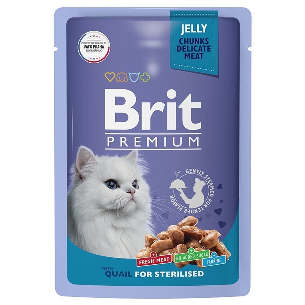 Brit Premium Sterilised Перепелка в желе пауч для кошек 85 г