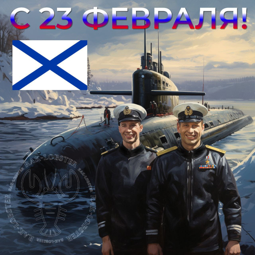 Наклейка «С 23 февраля!» ВМС - 2 вид