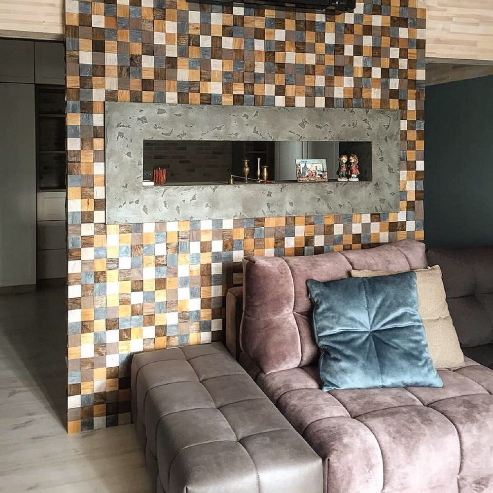 Деревянная мозаика для стен Wood Mosaic Pixel Дуб
