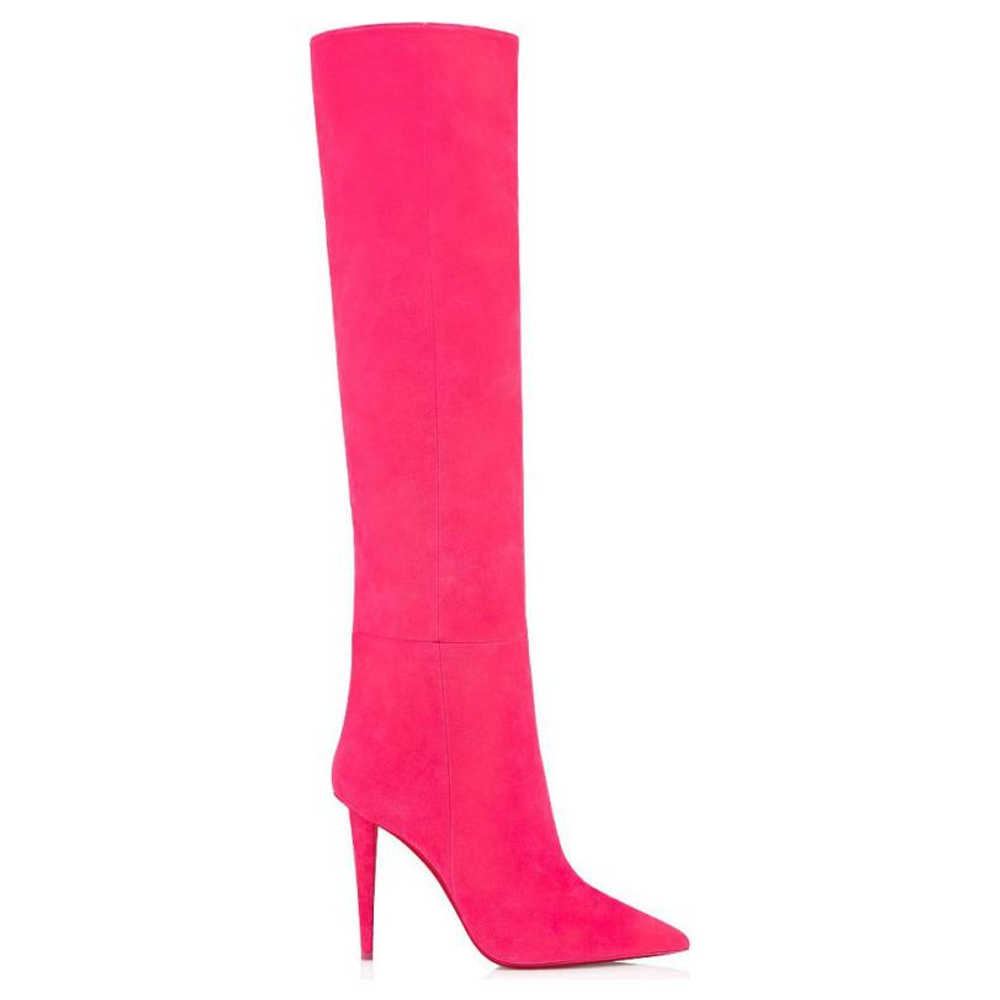 CL Suede Knee high Boots Women"s Pink