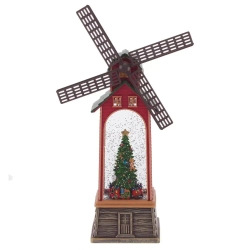 Изделие декоративное "Мельница" (подсвет, вьюга, муз, движ, AA х3 н/п +USB) L17 W10 H34 см