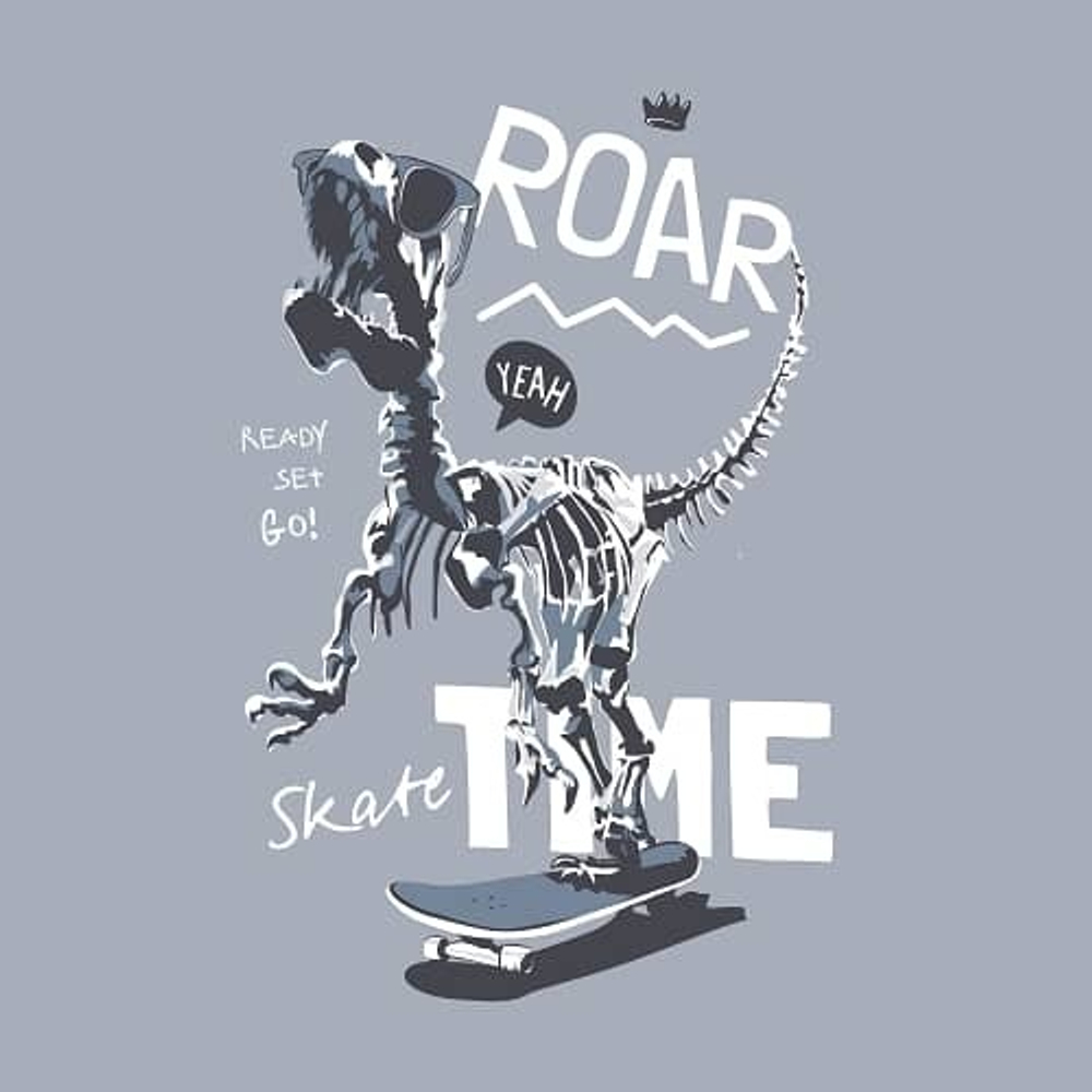 принт PewPewCat Roar Skate Time серый