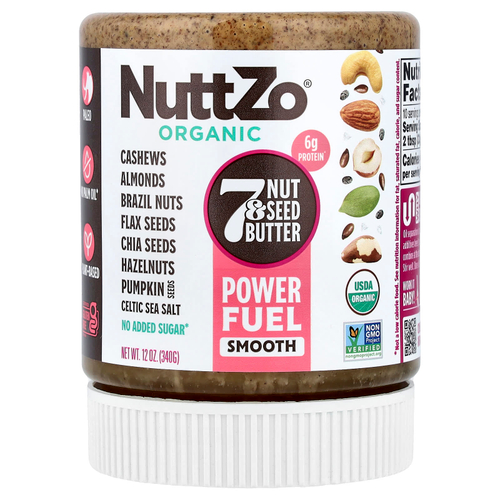 Nuttzo, Power Fuel, органическое масло из 7 орехов и семян, кремовая текстура, 340 г (12 унций)