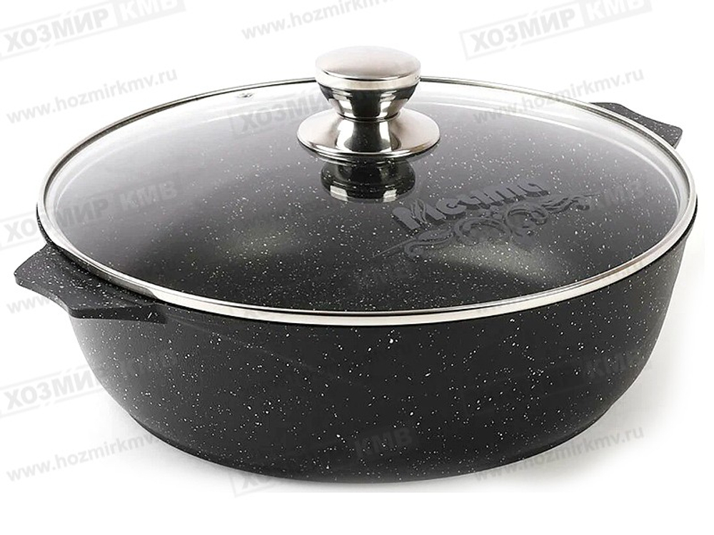 35802 (Мечта) Жаровня 5л АП стекл.крышка Гранит black