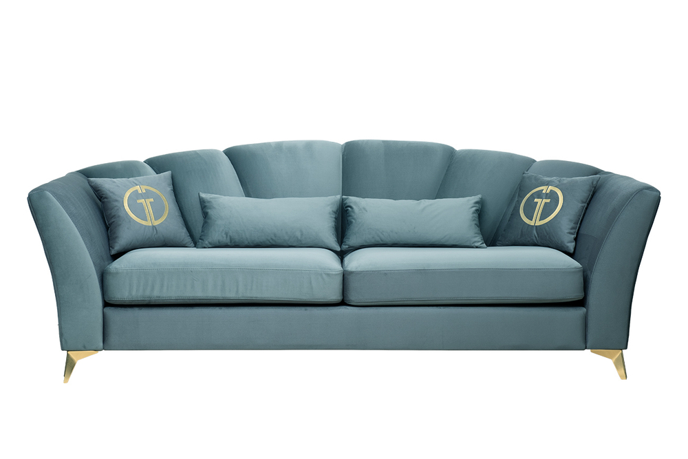 Диван треxместный 95x100x250см Garda Decor Annette велюровый бирюзовый
