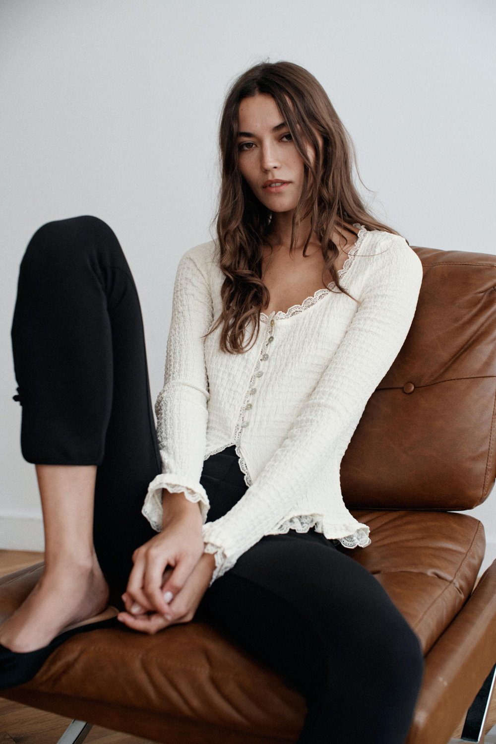 ZARA КОМБИНИРОВАННЫЙ КАРДИГАН, ЭКРЮ