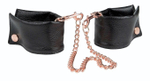 Черные мягкие наручники Entice French Cuffs с цепью (Цвет: черный)