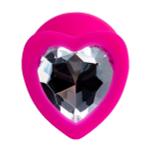Розовая анальная втулка 8см с прозрачным кристаллом ToyFa ToDo Diamond Heart 357025
