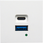 USB зарядное устройство,  4.2A ,  65W,  Type A + C,  2 мод.,  бел. (45х45мм)