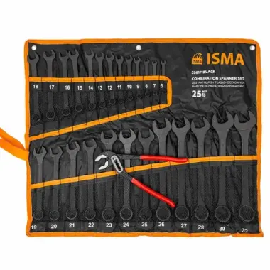 Набор ключей комбинированных и рожковых 25пр. ISMA ISMA-5261P+1 BLACK