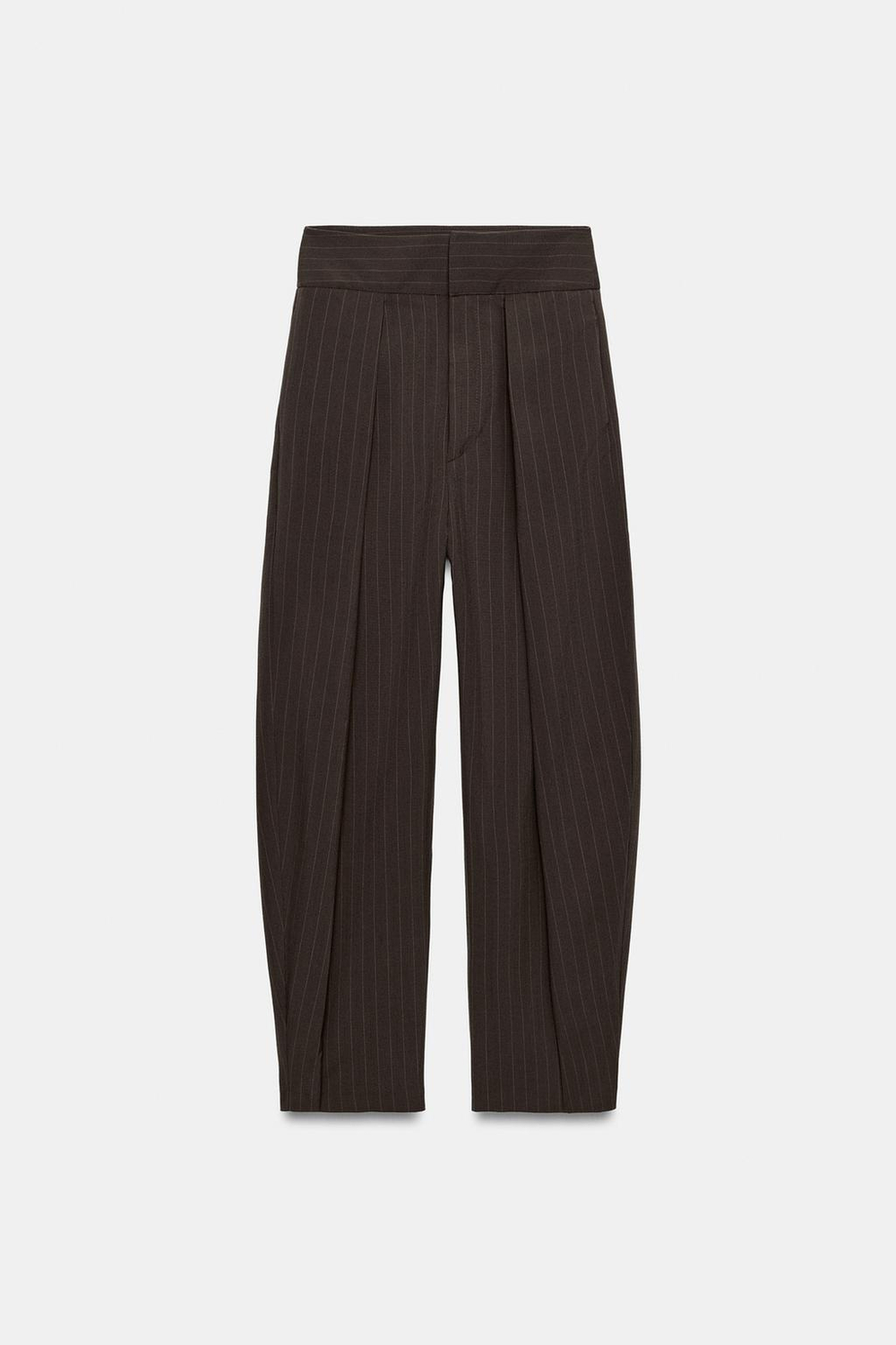 ZARA БРЮКИ BALLOON С ЗАЩИПАМИ, КОРИЧНЕВЫЙ