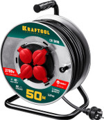 KRAFTOOL K-315, КГ, 3 x 1.5 мм2, 50 м, 3700 Вт, IP44, силовой удлинитель на стальной катушке (55085-50)
