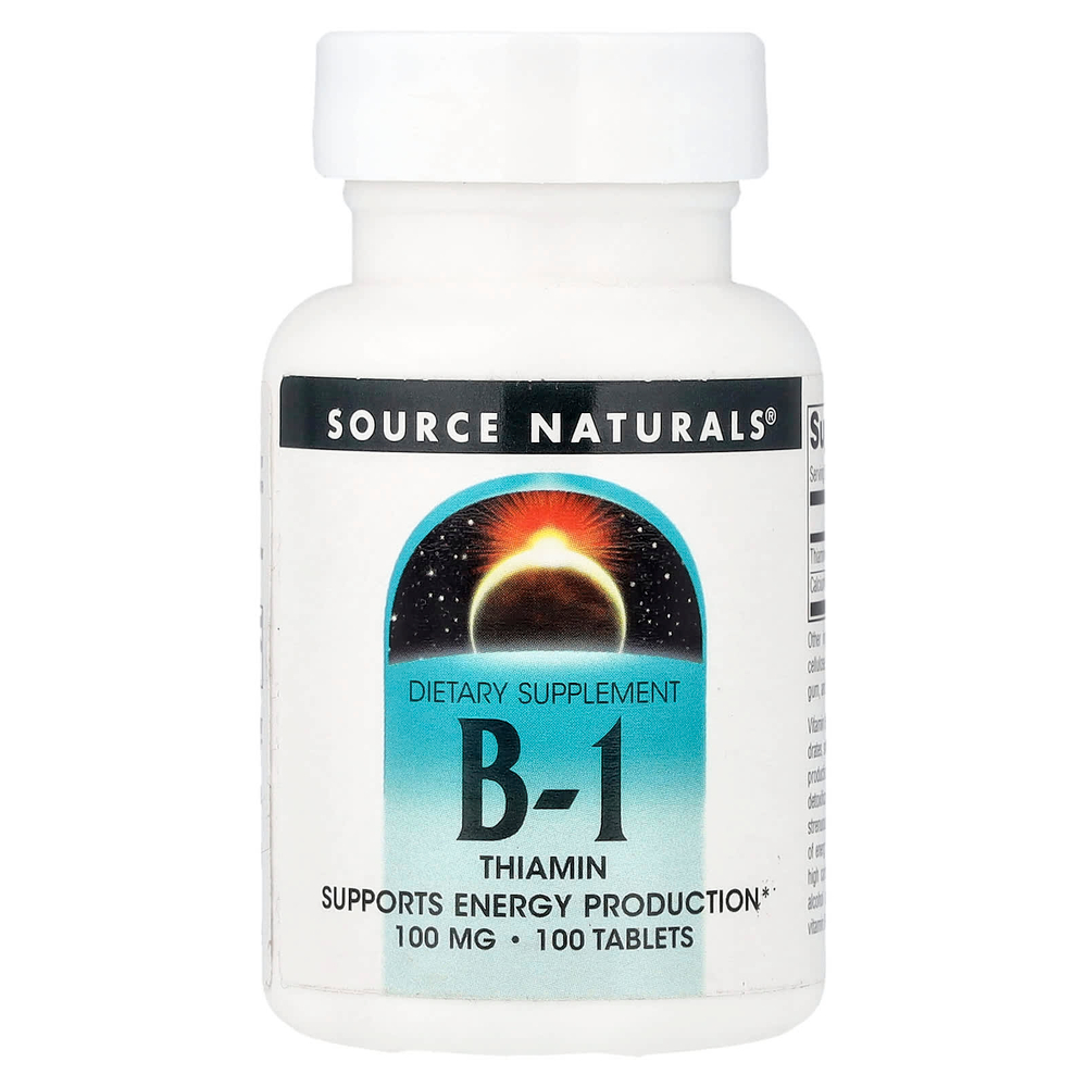 Source Naturals, витамин B1, тиамин, 100 таблеток