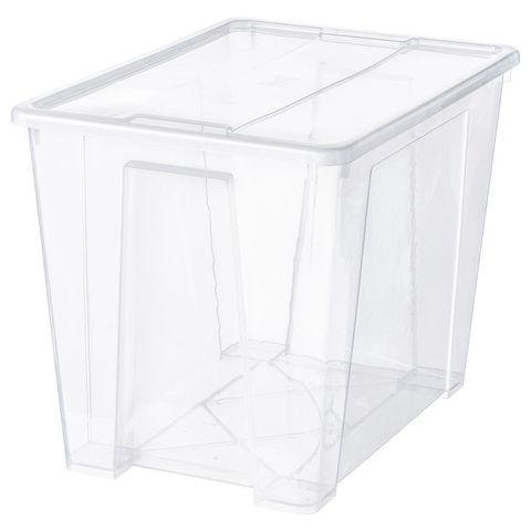 Контейнер с крышкой IKEA SAMLA (САМЛА), Прозрачный, 57x39x42 см, 65 л