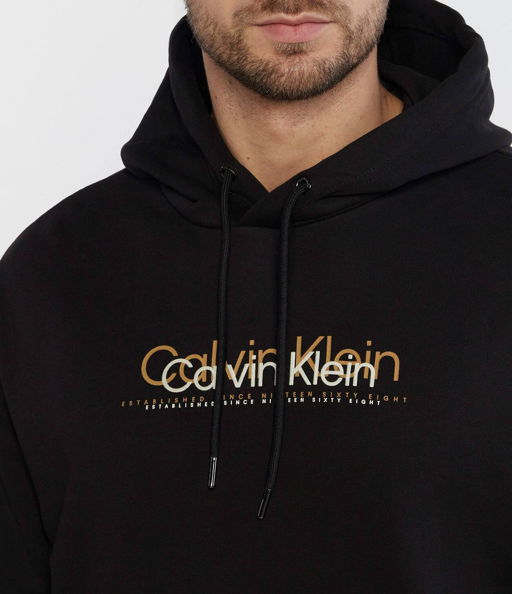 Худи DOUBLE FLOCK LOGO HOODIE Calvin Klein - черный(K10K111815)