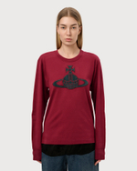 VIVIENNE WESTWOOD RED LABEL ЛОНГСЛИВ БОРДОВЫЙ С АППЛИКАЦИЕЙ ВИДЕ ЛОГОТИПА БРЕНДА