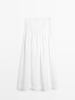 Massimo Dutti Юбка миди с кокеткой, белый