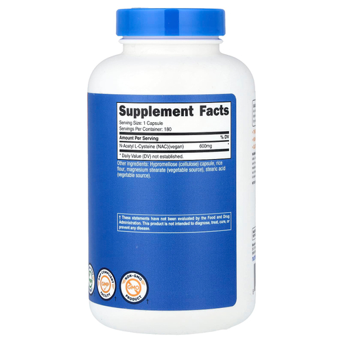 Nutricost, NAC, 600 мг, 180 капсул