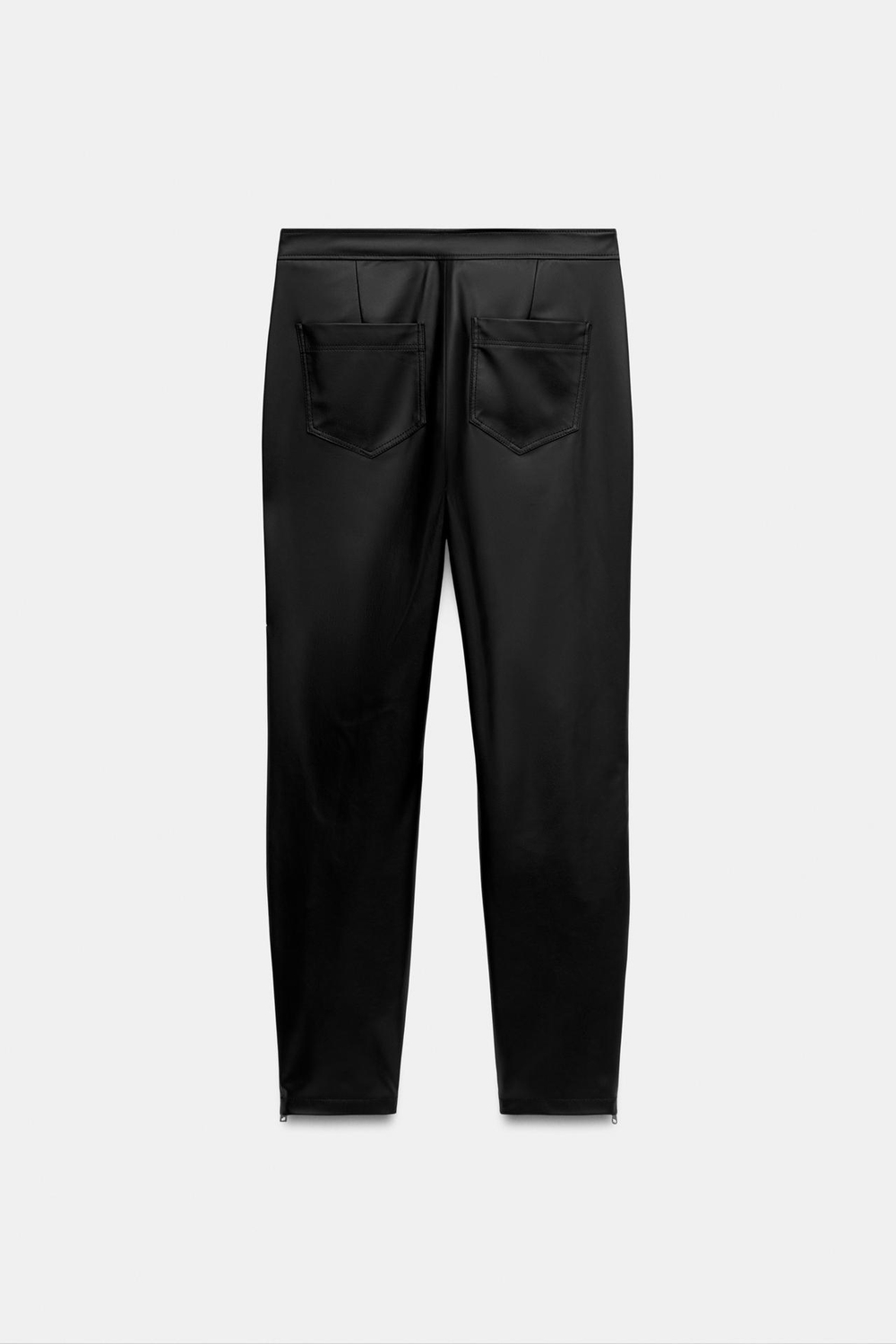 ZARA БРЮКИ ИЗ ИСКУССТВЕННОЙ КОЖИ НА МОЛНИЯХ, ЧЕРНЫЙ