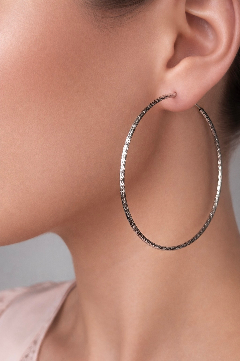 Серьги - конго "Змеи" в серебре (6,5 см)