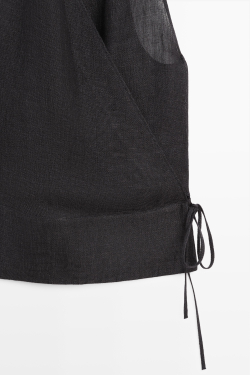 Massimo Dutti Топ на запах из 100% льна, синий