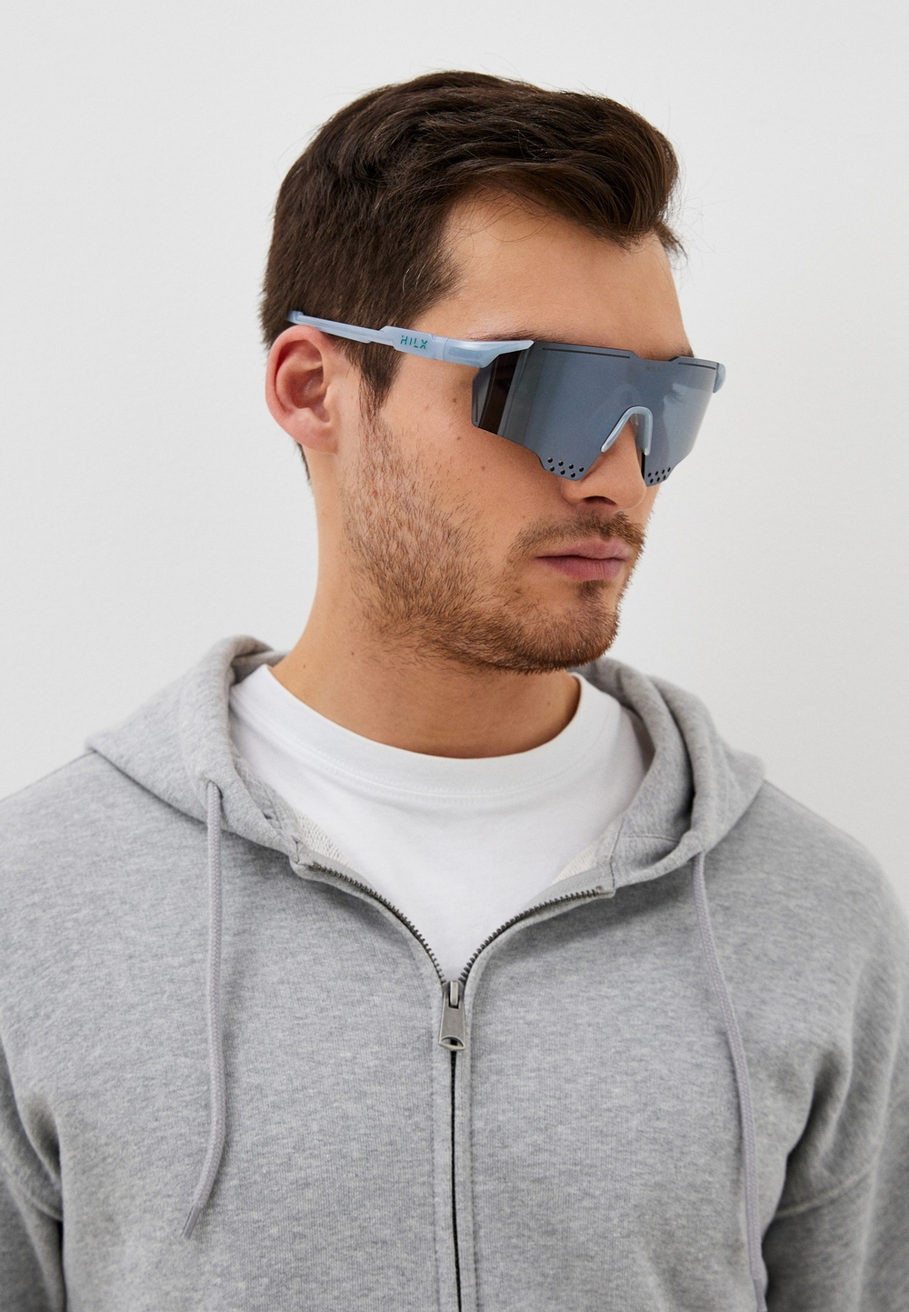 Спортивные очки HILX Gladiator (L) / Shiny Crystal Milky Light Grey / Black Mirror Lens