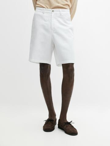 Massimo Dutti Бермуды из смесовой льняной ткани, белый