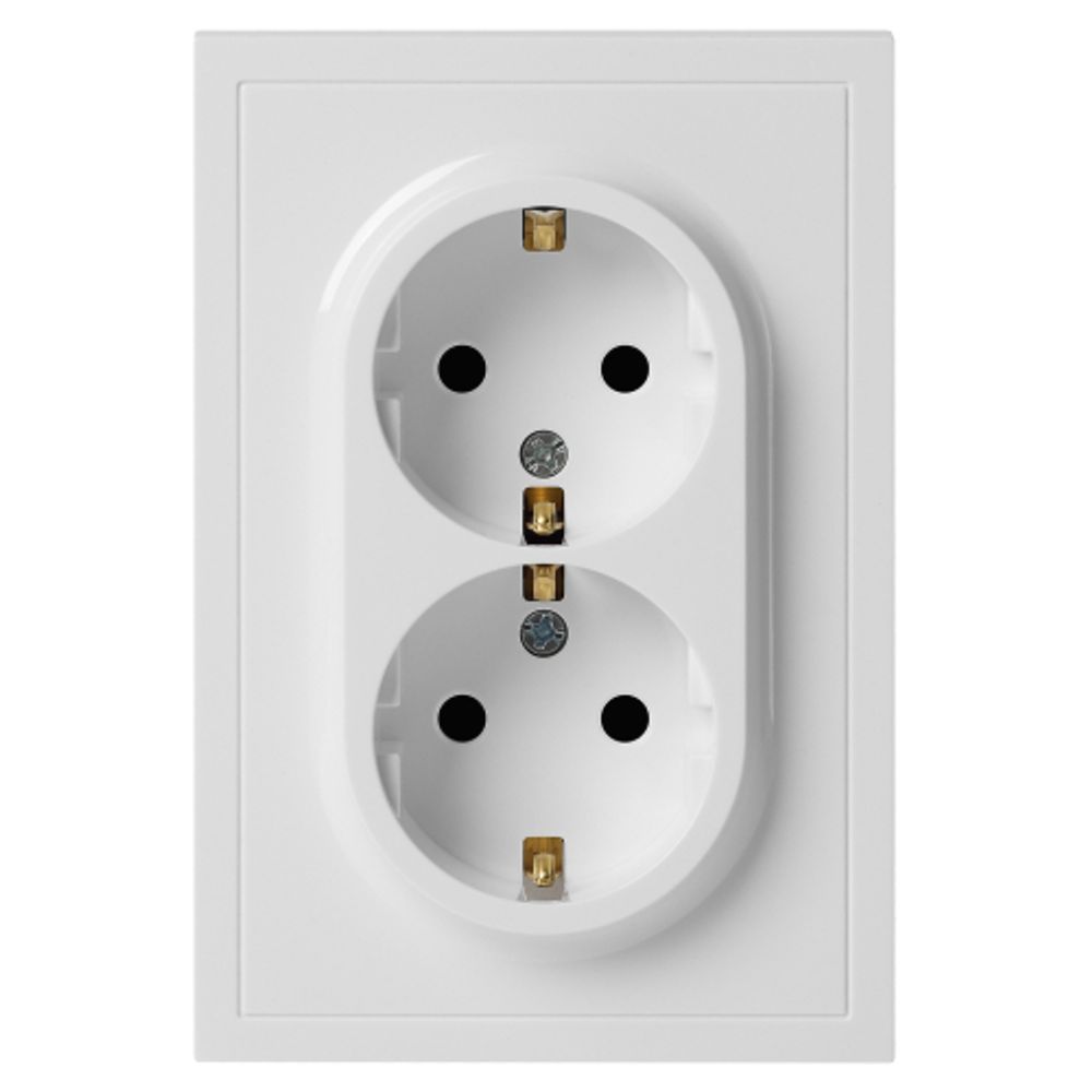 Розетка ЭРА Galaxy 15-2104-01 с заземлением двойная 2X2P+E Schuko 16А-250В IP20 белый | Эра Galaxy