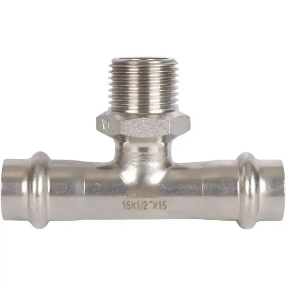 Тройник ROMMER ВПр-НР 15х1/2" нержавеющая сталь 37954
