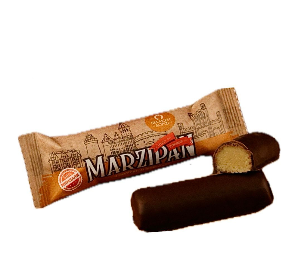 Марципановый батончик в молочном шоколаде, 50 гр