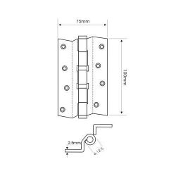 Петля дверная универсальная МЕДИО CRANK HINGE 4x3x2,5-2bb п/г SN никель (1 шт)
