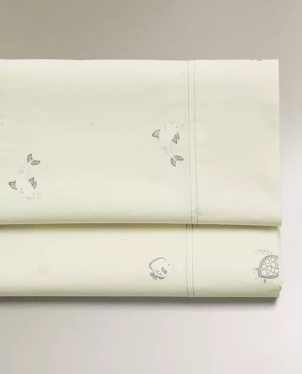 ZARA HOME ДЕТСКАЯ ПРОСТЫНЯ С МОРСКИМИ МОТИВАМИ, СВЕТЛО-ЗЕЛЕНЫЙ