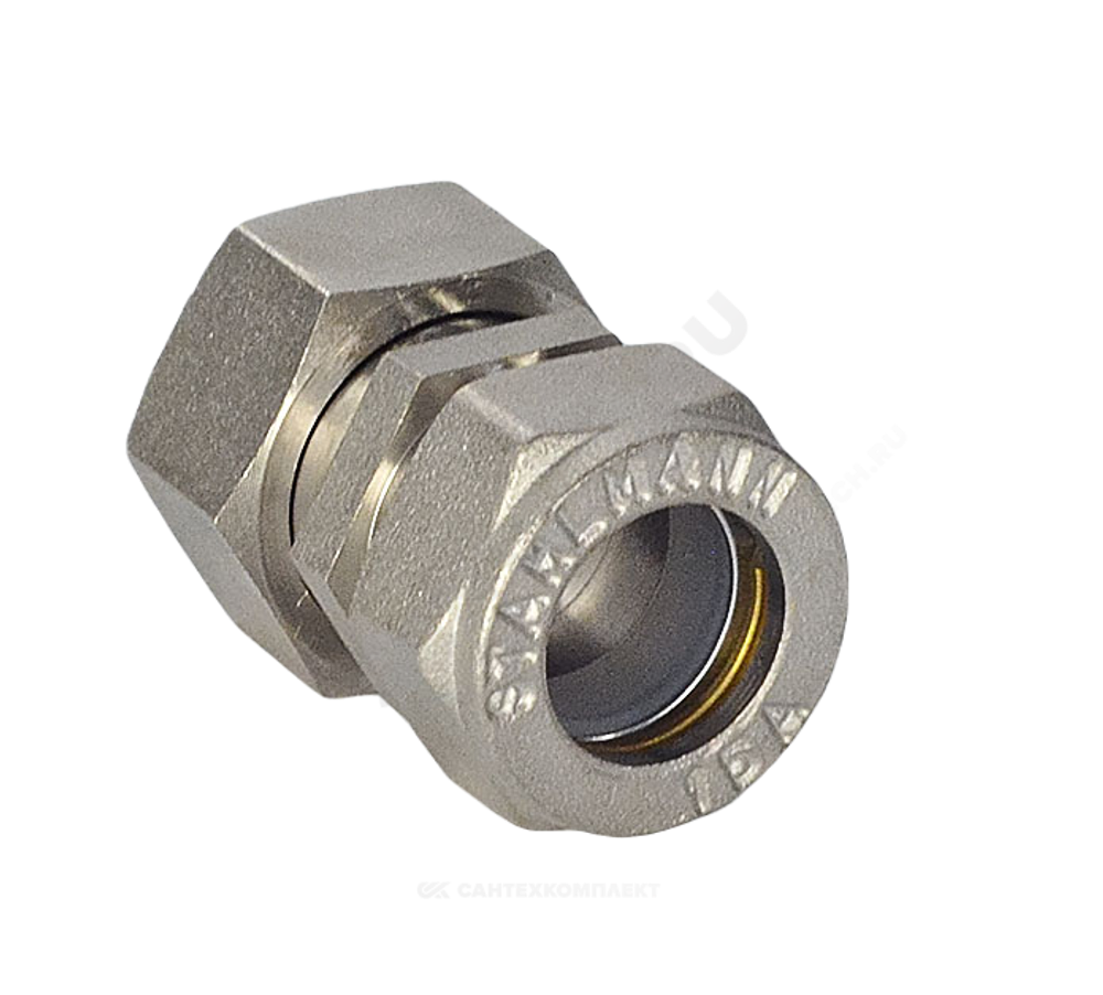 Муфта латунь никель 15Aх3/4" ЕК обжим/ВР STAHLMANN SSFL1503/4BEFE