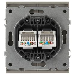Розетка ЭРА Arktik 16-3108-07 информационная двойная 2XRJ45 титан | Эра Arktik