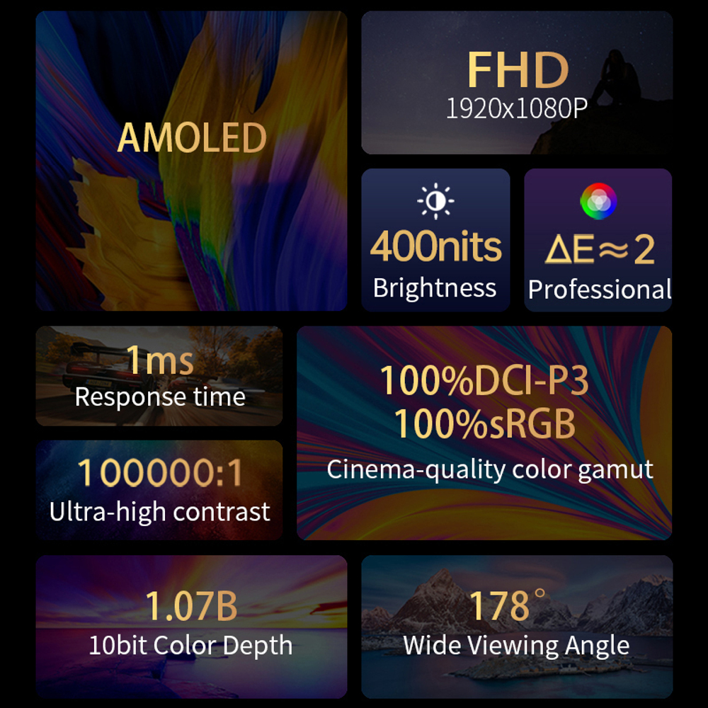 13.3" Портативный сенсорный игровой монитор VChance SF13TO 1920x1080, 60 Гц, OLED