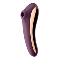 Фиолетовый вибромассажер 19см с вакуумной стимуляцией Satisfyer Dual Kiss