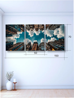 Картина Зеркальный мегаполис модульная 50x70см 3шт.
